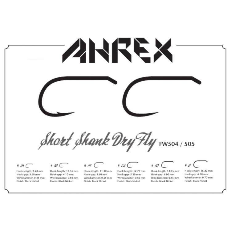 Ahrex Fw504 Short Shank Dry Barbed #16 Trout Fly Tying Hooks